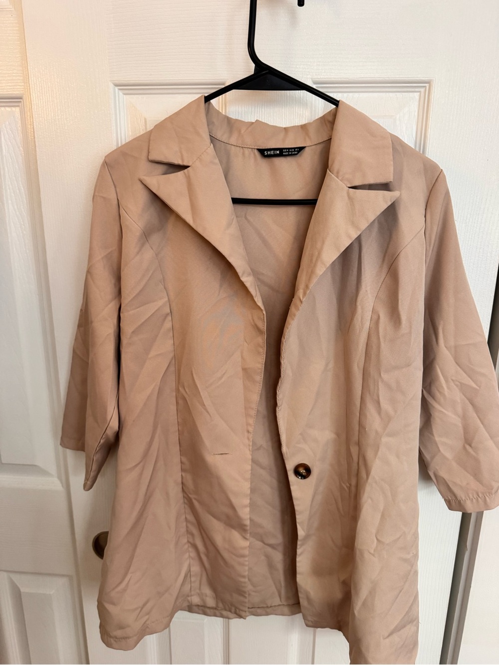SHEIN Tan Single-Button Lightweight Blazer